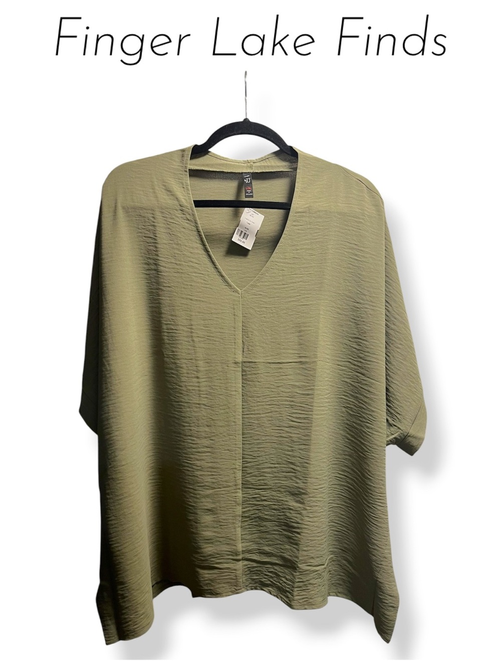 Women's NWT Short Sleeve V-Neck Olive Tunic, L/XL